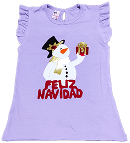 Polos Navideños 26 polo lila morado para niñas con decoracion bonita de navidad