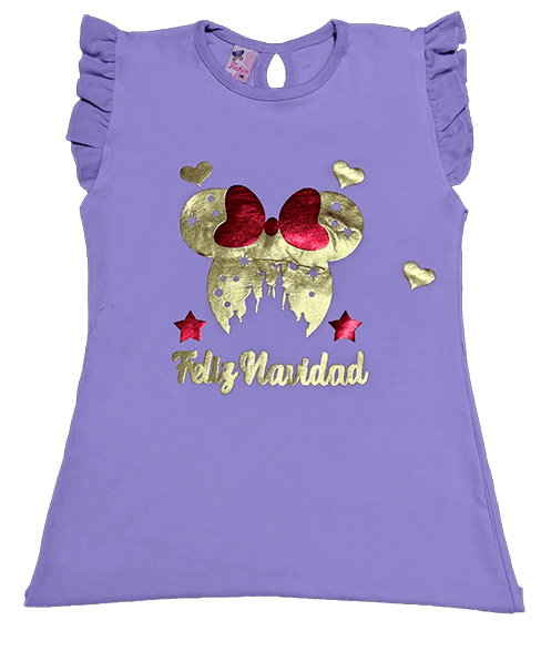 Polos Navideños 28 Tienda de Ropa en Lima de Blusas Navideñas Moradas Para Niñas